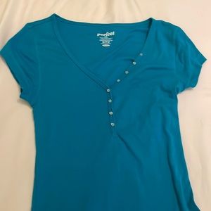 Turquoise Button Up Top
